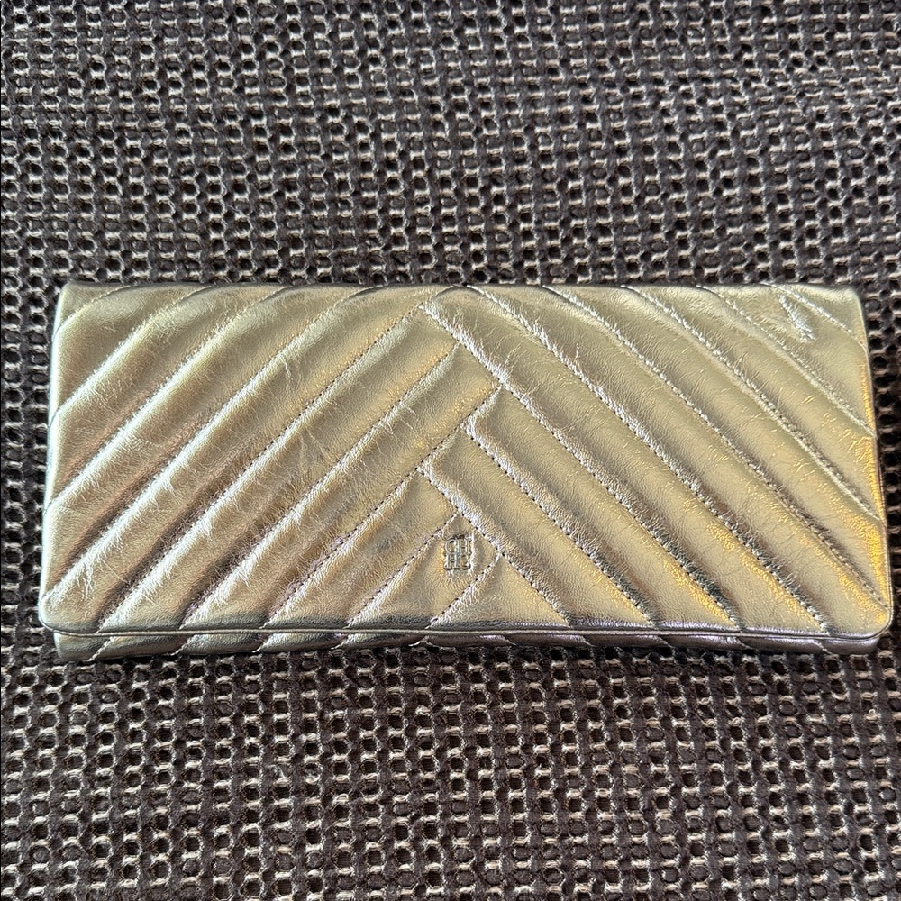 Carolina Herrera Quilted Gold Silver Clutch/Crossbody